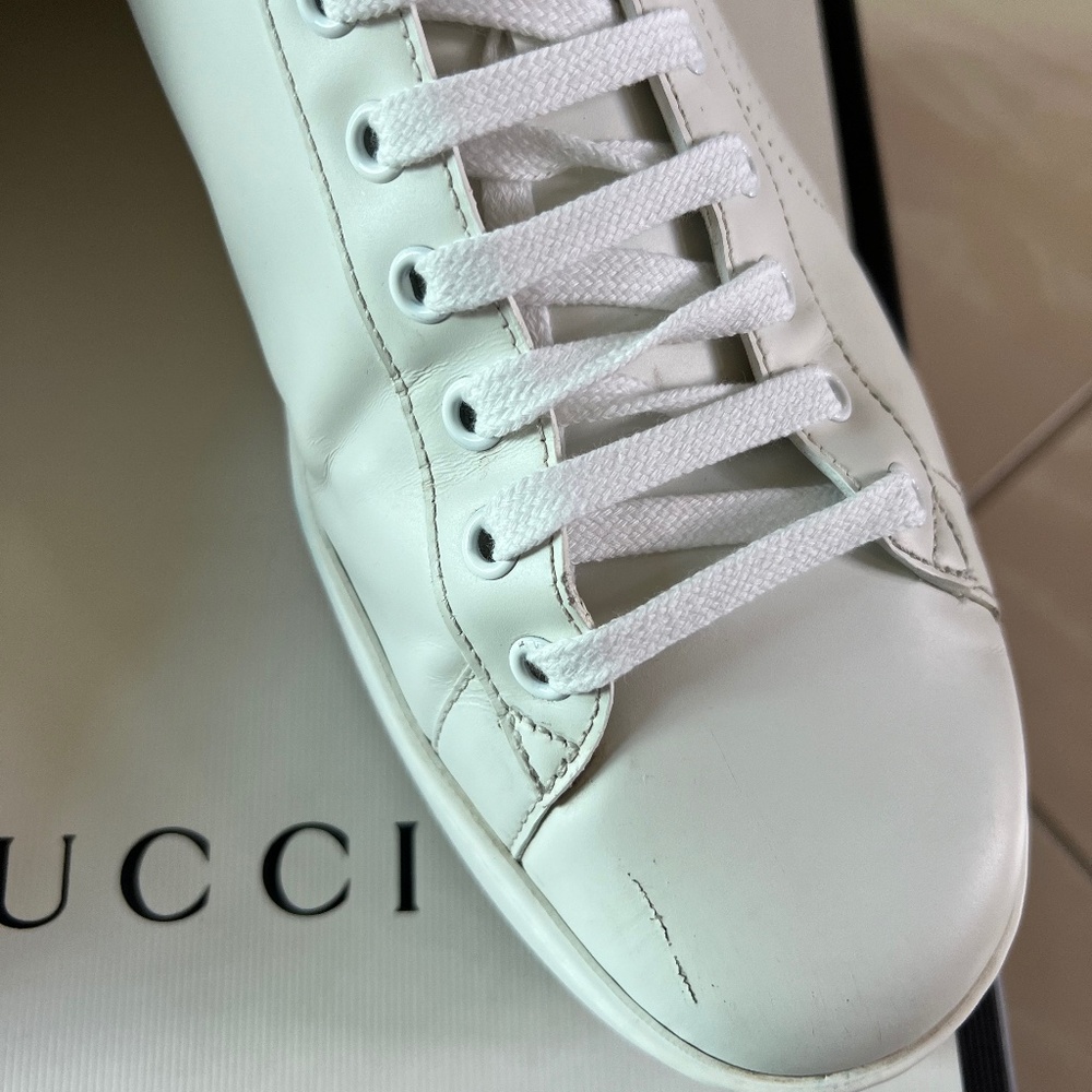 #2365 Gucci Men's Perforated GG New Ace High Leather Sneakers in White size 10.5 - Picture 6 of 11